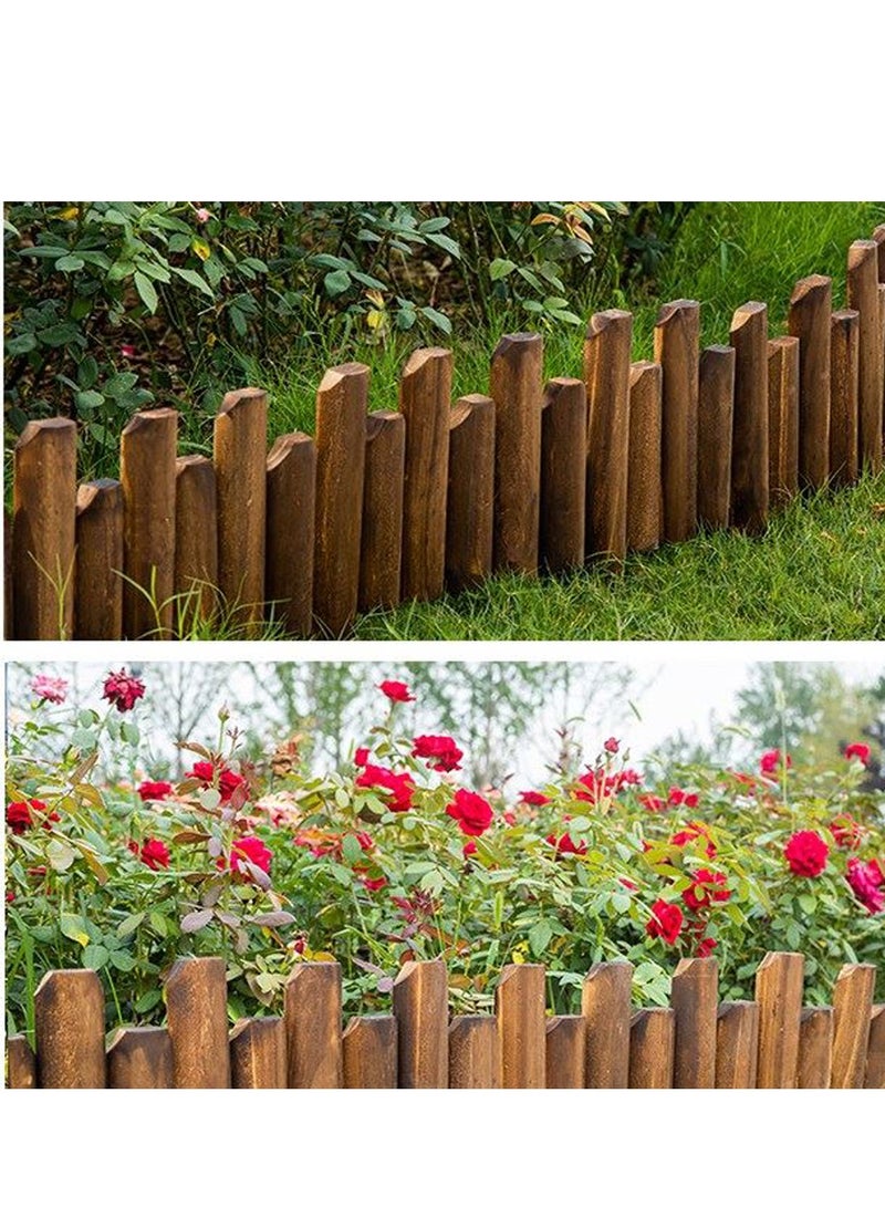 LINGWEI Decorative Wooden Garden Fence Interlocking Border Panels Garden Edging Landscape Picket Border Solid Fence Panels Carbonized Wood Lawn Patio Fencing Barrier - Image 5