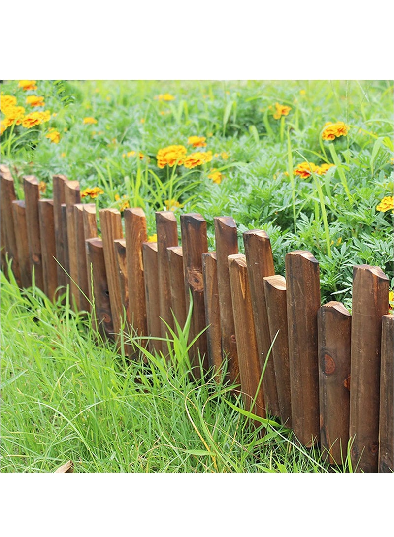 LINGWEI Decorative Wooden Garden Fence Interlocking Border Panels Garden Edging Landscape Picket Border Solid Fence Panels Carbonized Wood Lawn Patio Fencing Barrier - Image 4