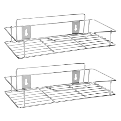Namani Stainless Steel Pack of 2 Wall Mount Shelves for Kitchen & Bathroom | Heavy Duty Storage Shelf for Spice Rack, Toiletries, Condiments & Home Organizer | Rustproof Metal Wall Shelf (Silver-2) - Image 1