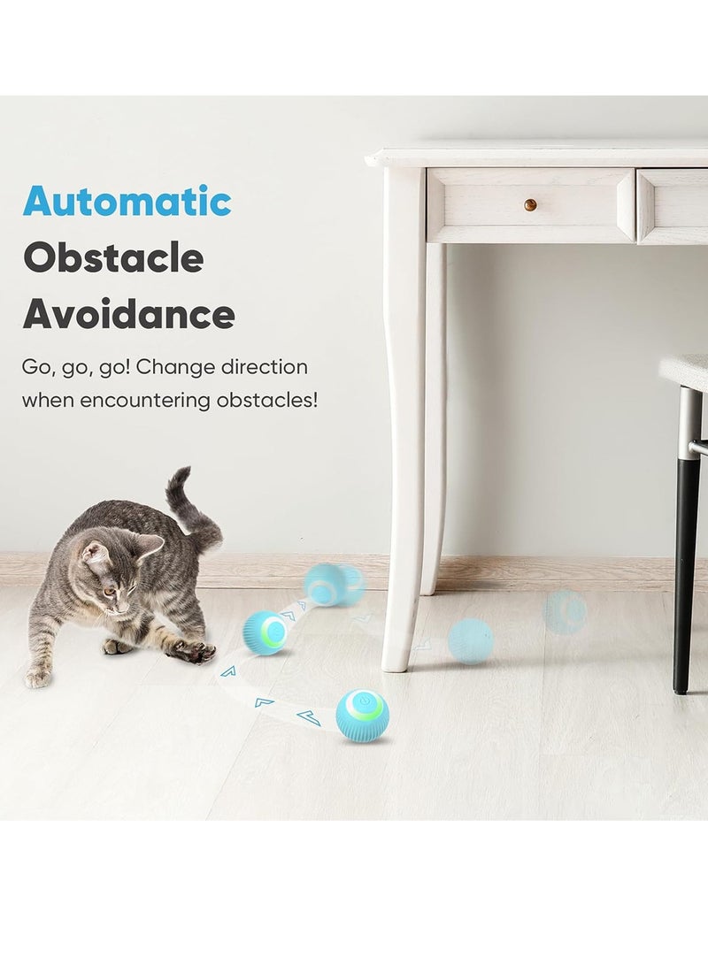Interactive Cat Ball Toy, Intelligent Cat Toys with LED Lights, Automatic Moving Rolling Ball for Indoor Kitten, Kitten Automatic Toy,Blue. - Image 2