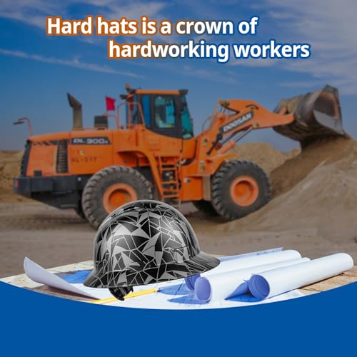 TOKISHI Full Brim Hard Hat - OSHA Safety Helmet Durable Lightweight Carbon Fiber Hard Hat, 6-Point Ratchet Suspension Protective Gear for Men and Women (Geometric Black, Standard) - Image 5