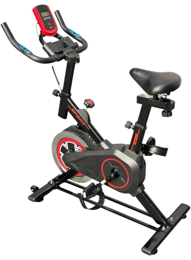 سبورت كيو عجلة سبيننج منزلية احترافية – دراجة ثابتة بمقاومة مغناطيسية + Flywheel ثقيل – شاشة LCD لعرض البيانات + قياس نبض القلب – مقعد مريح قابل للتعديل – تتحمل حتى 120 كجم - Image 3
