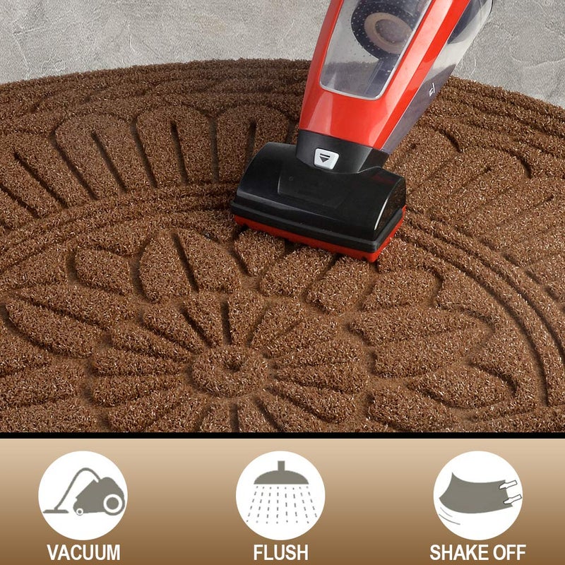 Mibao Door Mat Outdoor Indoor, 23.5" x 35.5", Half Round Door Mats, Non-Slip Front Door Mats Outdoor, Dirt Trapper Welcome Mats for Front Door, Back Door, Shoe Scraper, Coffee - Image 5
