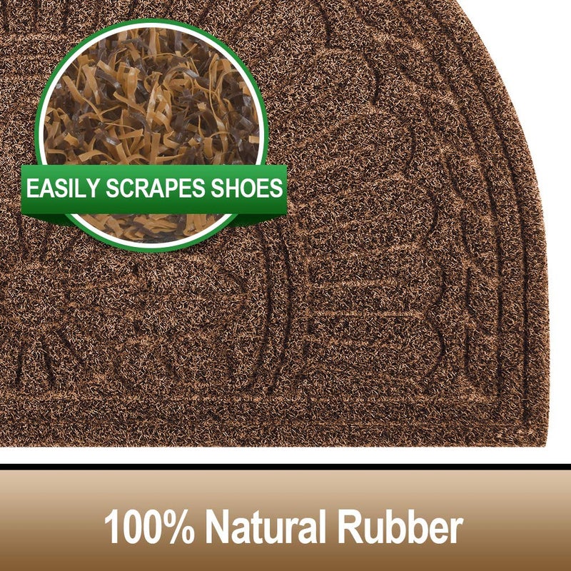 Mibao Door Mat Outdoor Indoor, 23.5" x 35.5", Half Round Door Mats, Non-Slip Front Door Mats Outdoor, Dirt Trapper Welcome Mats for Front Door, Back Door, Shoe Scraper, Coffee - Image 4