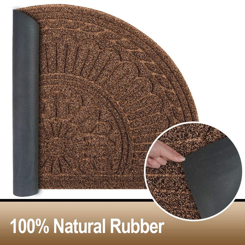 Mibao Door Mat Outdoor Indoor, 23.5" x 35.5", Half Round Door Mats, Non-Slip Front Door Mats Outdoor, Dirt Trapper Welcome Mats for Front Door, Back Door, Shoe Scraper, Coffee - Image 3