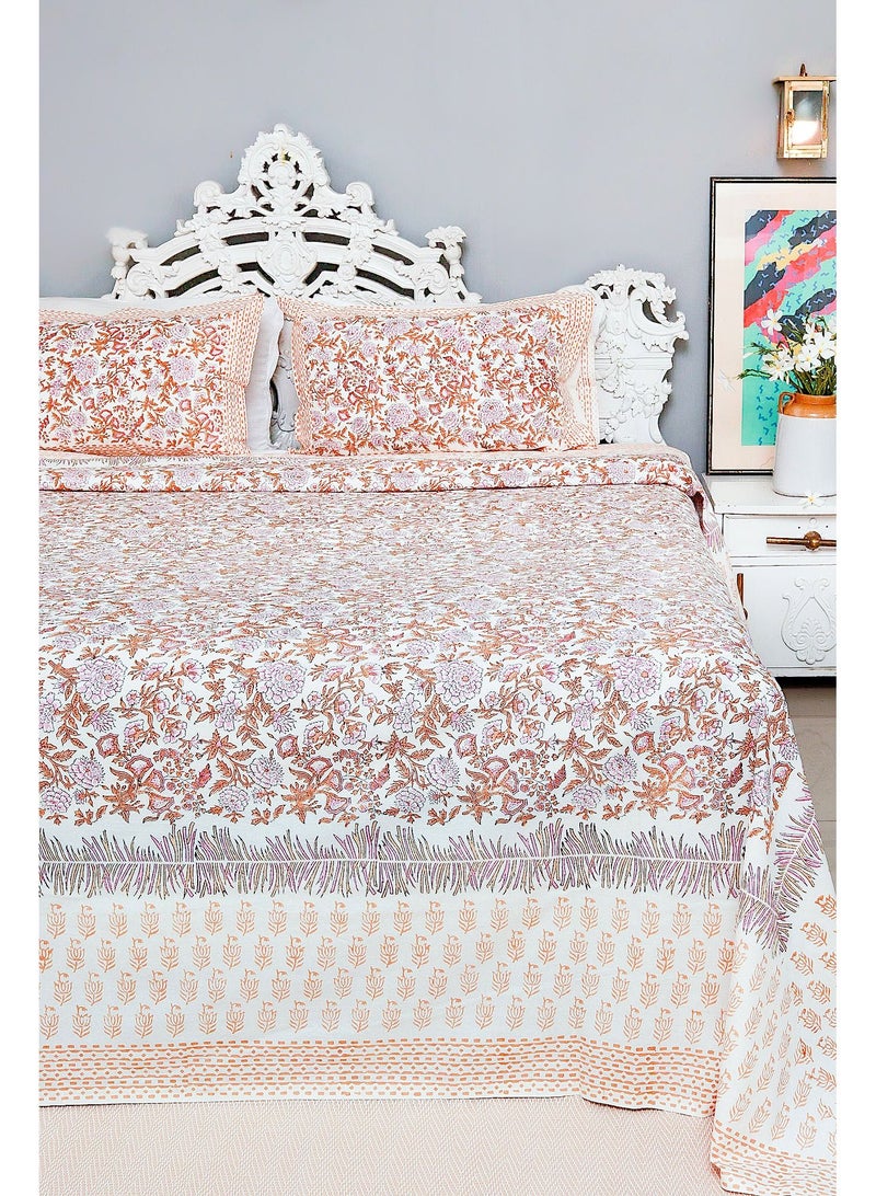 OJARIYA Super King Size Multicolored Sheet (with 250 TC) With Handblock Printed Organic Colors on 100 Percent Premium Organic Cotton and Pillow Covers  - Image 2