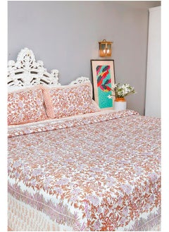 OJARIYA Super King Size Multicolored Sheet (with 250 TC) With Handblock Printed Organic Colors on 100 Percent Premium Organic Cotton and Pillow Covers  - Image 1