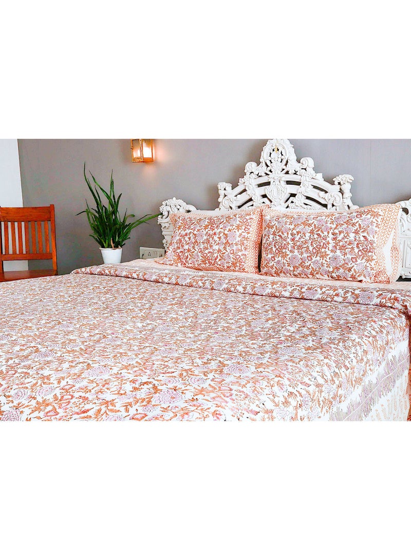 OJARIYA Super King Size Multicolored Sheet (with 250 TC) With Handblock Printed Organic Colors on 100 Percent Premium Organic Cotton and Pillow Covers  - Image 4