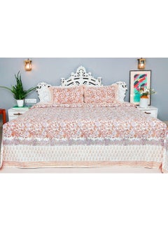 OJARIYA Super King Size Multicolored Sheet (with 250 TC) With Handblock Printed Organic Colors on 100 Percent Premium Organic Cotton and Pillow Covers  - Image 3