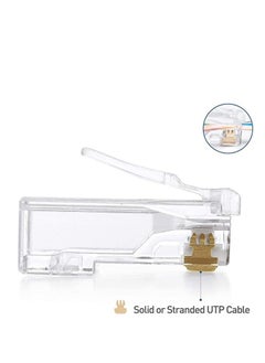 نيبمينينت 100 قطعة من موصلات RJ45 المودولية Cat 6 للتمرير لأسلاك UTP الصلبة أو المتنوعة / موصلات Cat6-15u للتمرير  - Image 2
