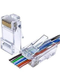 نيبمينينت 100 قطعة من موصلات RJ45 المودولية Cat 6 للتمرير لأسلاك UTP الصلبة أو المتنوعة / موصلات Cat6-15u للتمرير  - Image 1