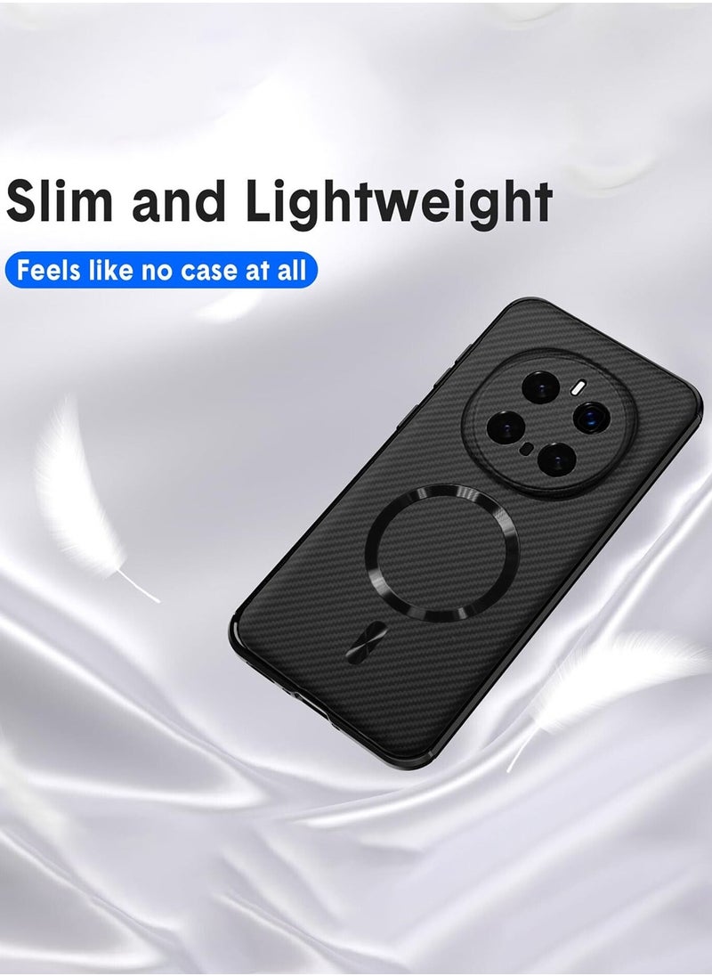 Wtech Honor Magic7 Pro 5G 2024 Liquid Silicone Carbon Fiber Texture With Magsafe Case Cover - Black  - Image 4