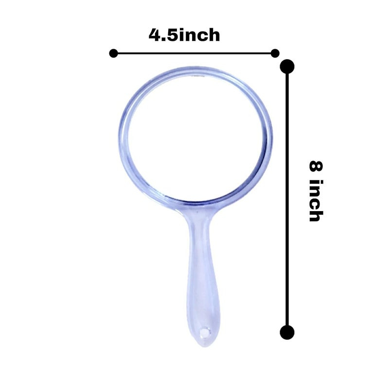 Tiamo Blue and Silver Round Shape Acrylic Handheld Beauty Makeup Mirror Both Sides one Side Magnifier for Bathroom Dressing TableShavingParloursSalon and for Travel kit 8 inch x 45 inch - Image 3