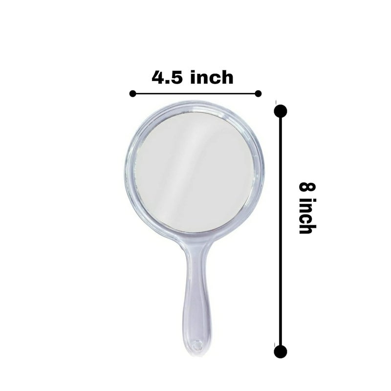 Tiamo Blue and Silver Round Shape Acrylic Handheld Beauty Makeup Mirror Both Sides one Side Magnifier for Bathroom Dressing TableShavingParloursSalon and for Travel kit 8 inch x 45 inch - Image 4