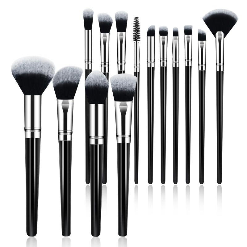 SOYOK Makeup Brush Set, Premium Synthetic 14 Pcs Makeup Brushes, Travel Makeup Brush Set for Foundation, Concealer, Blush and Eyeshadow Brush(Black) - Image 1