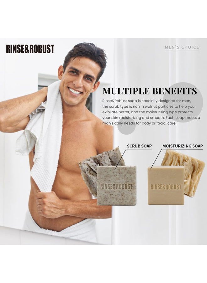 Rinse & Robust Mens Soap Bar Set 6Pcs Natural Handmade Cleansing Bar Soap Set Moisturizing&Exfoliating Scrub Soap Gift for Men All Skin Type| 6 Different Scents |3.5 oz of 6 Bars  - Image 3