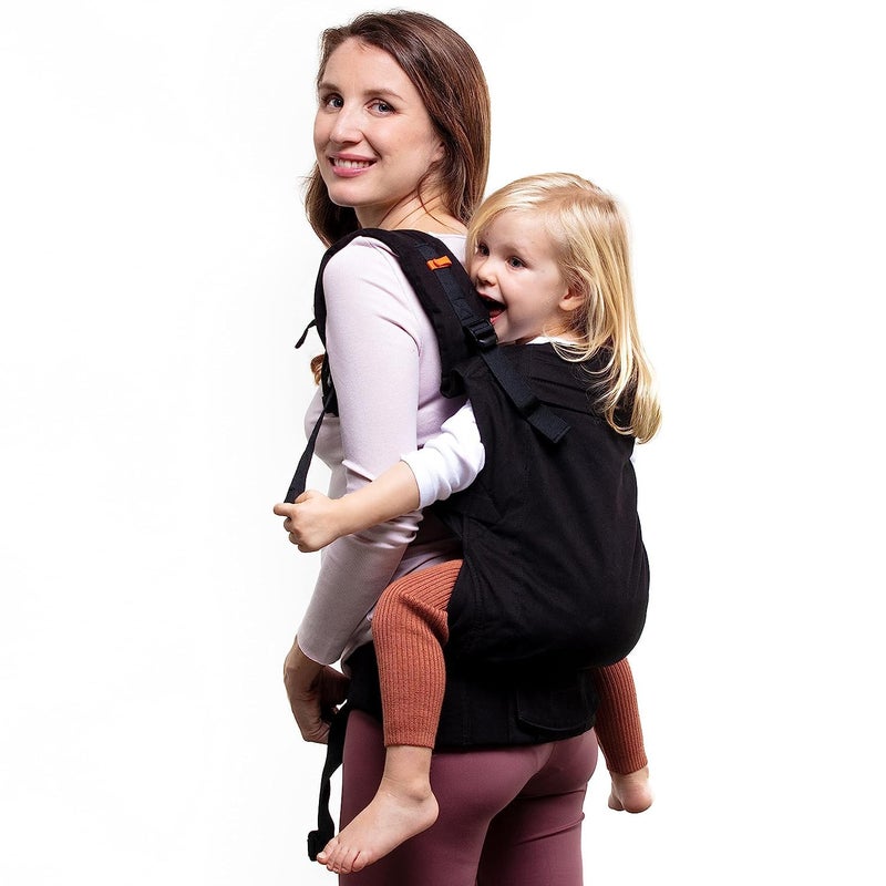 BECO Baby Carrier Toddler Carrier with Extra Wide Seat - 100% Cotton Carrying Backpack Style & Front-Carry,Lightweight & Breathable Child Carrier, Toddler Sling Carrier 20-60 lbs (Metro Black) - Image 1
