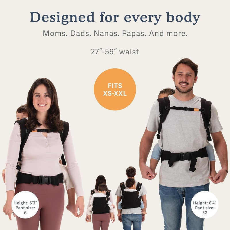 BECO Baby Carrier Toddler Carrier with Extra Wide Seat - 100% Cotton Carrying Backpack Style & Front-Carry,Lightweight & Breathable Child Carrier, Toddler Sling Carrier 20-60 lbs (Metro Black) - Image 4