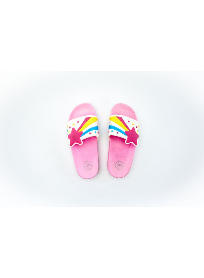 CUBS Rainbow Star Print Everyday Wear Eco-Friendly Pvc Slides For Girls Lightweight Easy To Wash And Anti-Slip Soles - Image 5