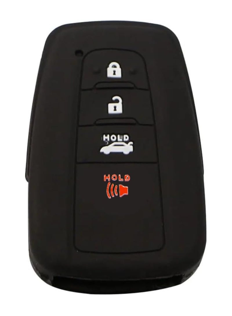بيعتكلها غطاء حماية لمفتاح السيارة من السيليكون بأربعة أزرار متوافق مع ملحقات Toyota Highlander XLE Corolla LE Cross Hybrid Camry TRD Rav4 Avalon (أسود) - Image 1