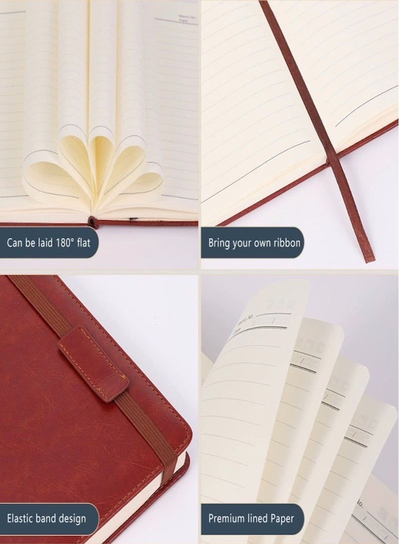 Generic 256 Pages Hardcover Notebook, A5 Leather Lined Notebook for Men And Women, Ideal for Writing,Travel, Business, Work And School,College Ruled Notebooks for Note Taking,Diary Notepad 5.7"×8.3", Brown  - Image 4