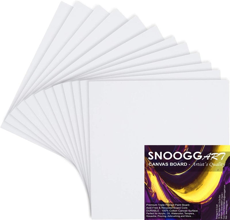 Snoogg مجموعة SNOOGG من 5 لوحات قماشية بحجم : 10X10 بوصة بيضاء مزدوجة التحضير بجودة فنية لزيت الأكريليك والوسائط المختلطة للطلاء - Image 1
