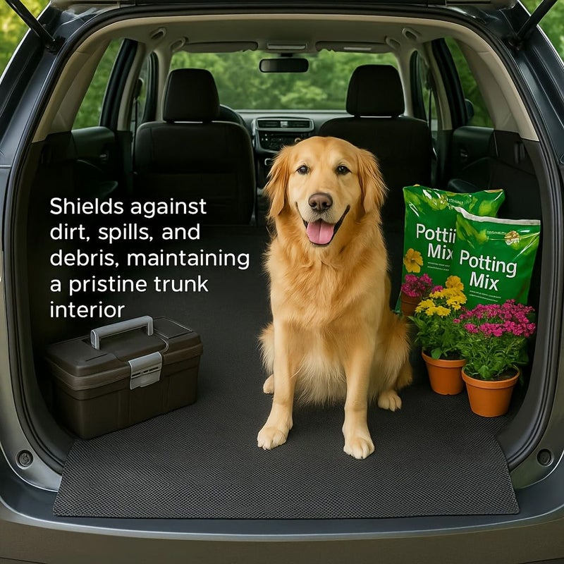 2pcs Non Slip Car Trunk Mat Cargo Liner Boot Mat Rubber Dirt Trapper Drawer Mat Car Underlay Including Parking Disc Black 47.24x39.37 Inch 23.62x35.43 Inch - Image 3