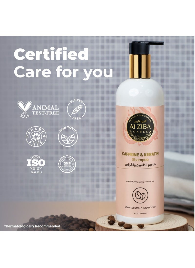 Caffeine & Keratin Shampoo - Damage Control & Intensive Repair - 500 ml