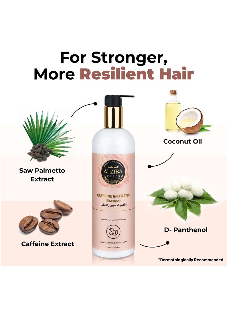 Caffeine & Keratin Shampoo - Damage Control & Intensive Repair - 500 ml