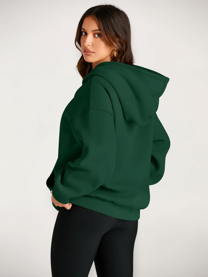 Trendy Queen Womens Oversized Hoodies Fleece Sweatshirts Fall Fashion 2025 Pullover Sweaters Winter Clothes Dark Green M - Image 4