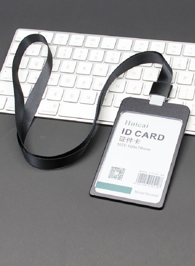 Aluminum Alloy Identity Badge Holder With Lanyard Black Card Holder