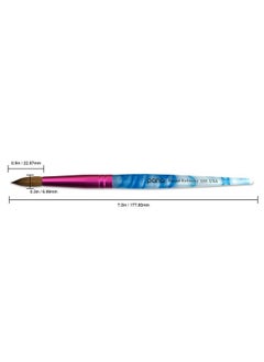Pana PANA Pure Kolinsky Hair Acrylic Nail Brush - Round Shape Pink Ferrule with White Swirl Blue Handle (Size 10)  - Image 2