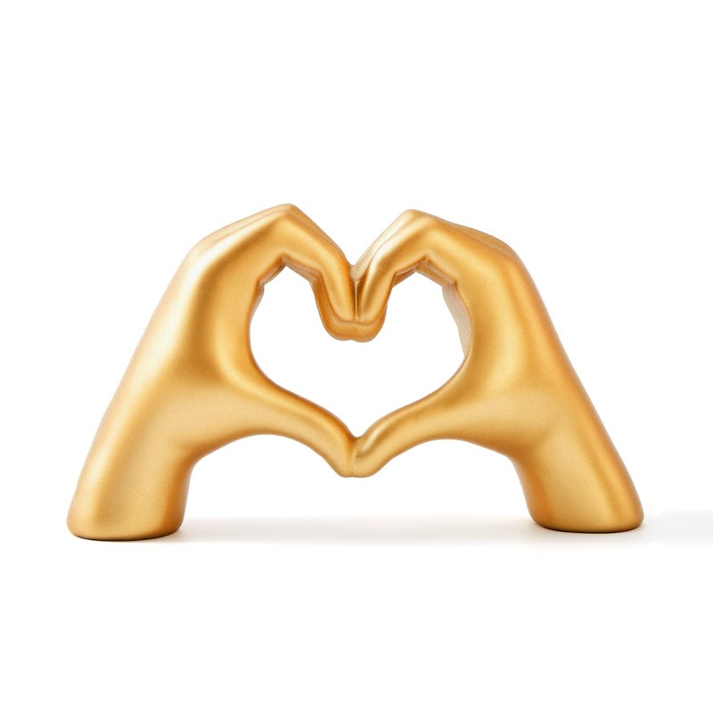 OTARTU Gold Gesture Heart Hands StatueHeart Sculpture Decoration Modern Heart Shaped Love Finger Home Decor Abstract Art Sculpture Home Wedding DecorationShelf DecorGold