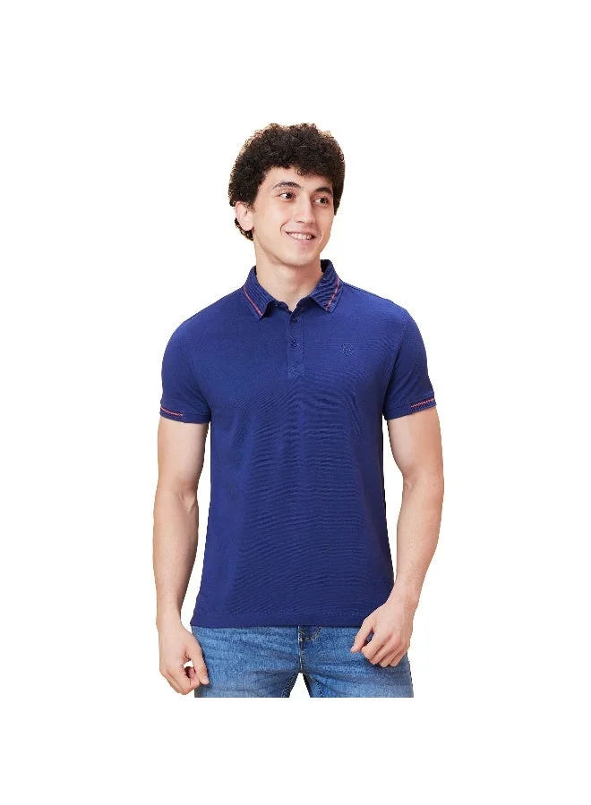 بيينغ هيومان Mens Navy Polo Collar Short Sleeve Polo T-Shirt