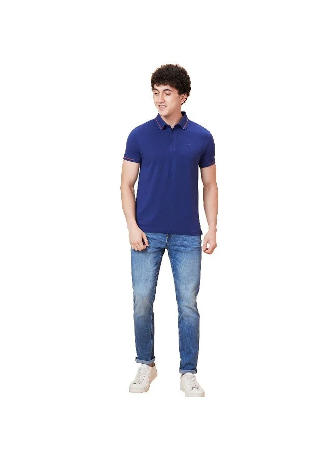 بيينغ هيومان Mens Navy Polo Collar Short Sleeve Polo T-Shirt