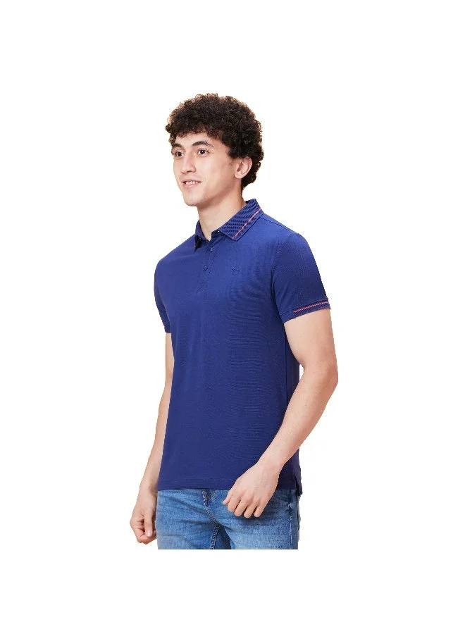 Being Human Mens Navy Polo Collar Short Sleeve Polo T-Shirt