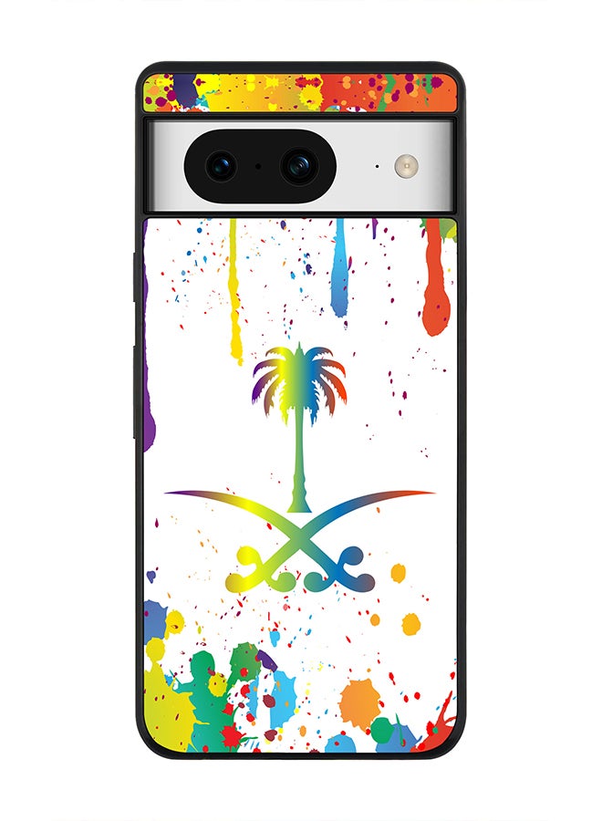 Stylizedd Rugged Black Edge case for Google Pixel 8, Custom Slim fit Flexible Anti Drop Thin Phone Case Cover - Colorful Saudi - Image 1