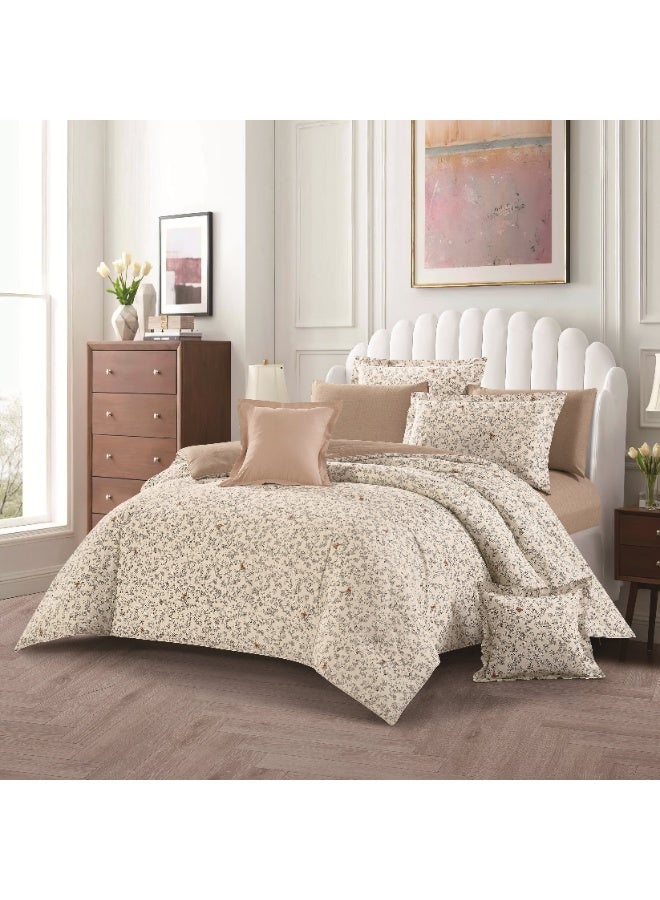 LEVORE 8-piece bedspread set, 100% soft cotton, floral pattern, double-sided, summer style, with filling and fastener, suitable for a 200x200 bed. - Image 2
