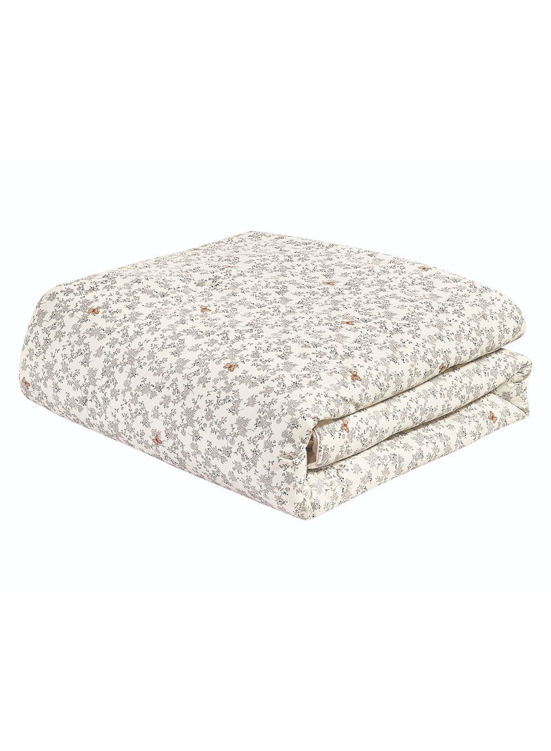 LEVORE 8-piece bedspread set, 100% soft cotton, floral pattern, double-sided, summer style, with filling and fastener, suitable for a 200x200 bed. - Image 3