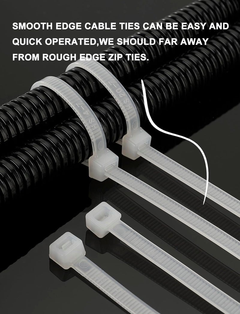 HS 1000 Pack Mini Zip Ties Clear Plastic Ties 4 Inch Bulk 4" White Cable Ties 18 Lb for Bag Tags,Electric,Lights,Party Decorate - Image 5
