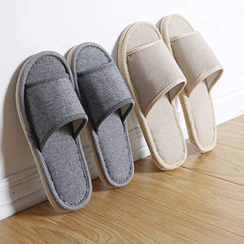 Tiger007 6 Pair of Open Toe Breathable Slippers,Solid Color Casual Slippers,Spa Slippers for Guests, Hotel, Travel, Unisex Universal Size Washable (3 beige medium size+3 gray large size) - Image 2
