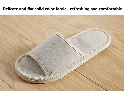 Tiger007 6 Pair of Open Toe Breathable Slippers,Solid Color Casual Slippers,Spa Slippers for Guests, Hotel, Travel, Unisex Universal Size Washable (3 beige medium size+3 gray large size) - Image 3