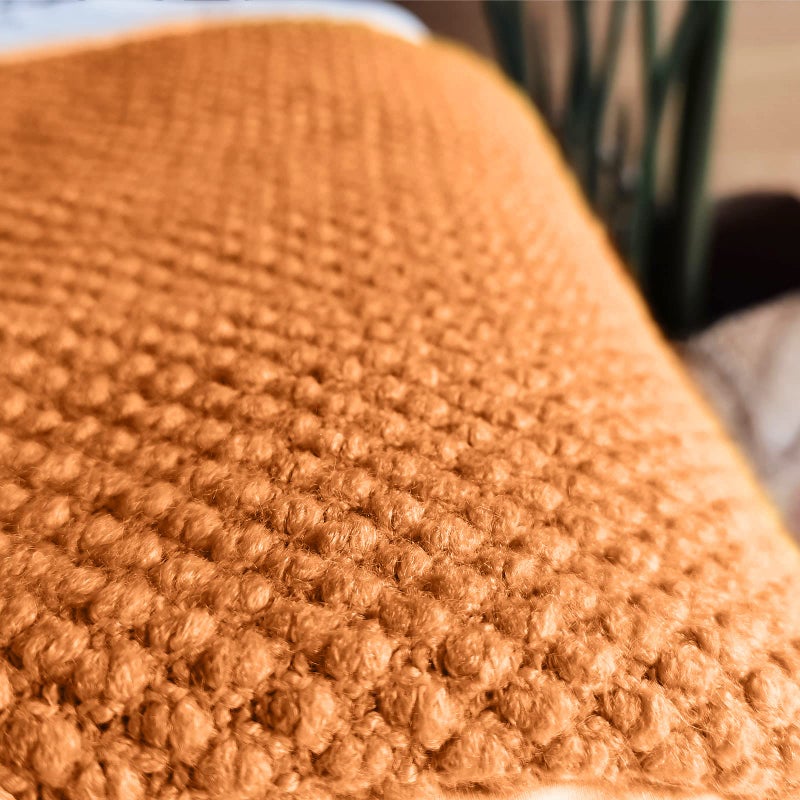 LOMAO Knitted Throw Blanket with Tassels Bubble Textured Lightweight Throws for Couch Cover Home Decor (Orange  50x60) - Image 3