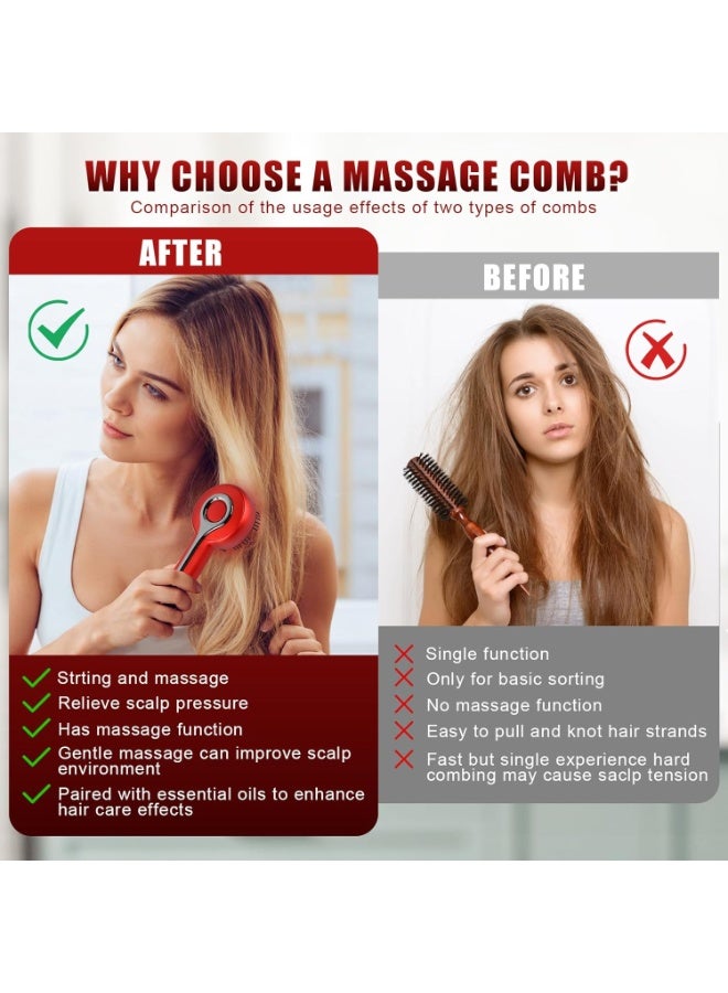 مشط تدليك فروة الرأس الكهربائي 3 في 1 - لتعزيز نمو الشعر، تقليل التوتر، وتوزيع الزيوت (قابل للشحن عبر USB) - Image 2
