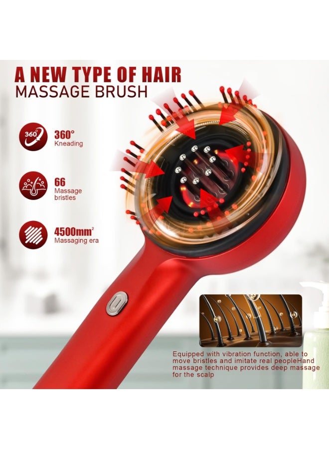 مشط تدليك فروة الرأس الكهربائي 3 في 1 - لتعزيز نمو الشعر، تقليل التوتر، وتوزيع الزيوت (قابل للشحن عبر USB) - Image 3