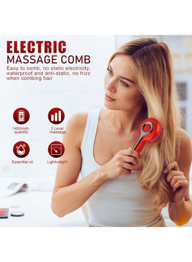 مشط تدليك فروة الرأس الكهربائي 3 في 1 - لتعزيز نمو الشعر، تقليل التوتر، وتوزيع الزيوت (قابل للشحن عبر USB) - Image 5