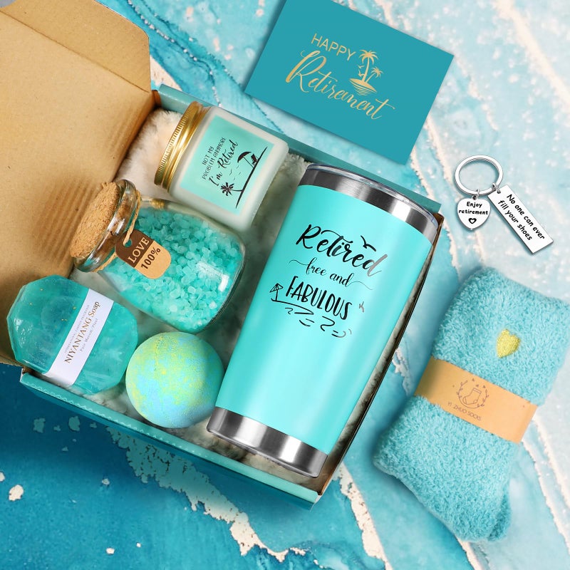 Frerdui Retirement Gifts for Woman 2026, Happy Cool Retirement Gifts for Women Coworker, Teacher, Boss, Nurse, Friends, Mom, Retirees, Retired Free and Fabulous Funny Spa Gift Basket, 8 pcs - Image 2