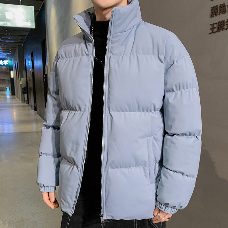 Hong Kong Style 2021 Winter Men'S Solid Color Loose Thickened Bread Coat Teenagers Plus Size Casual Cotton-Padded Coat Men'S Coat - Image 5