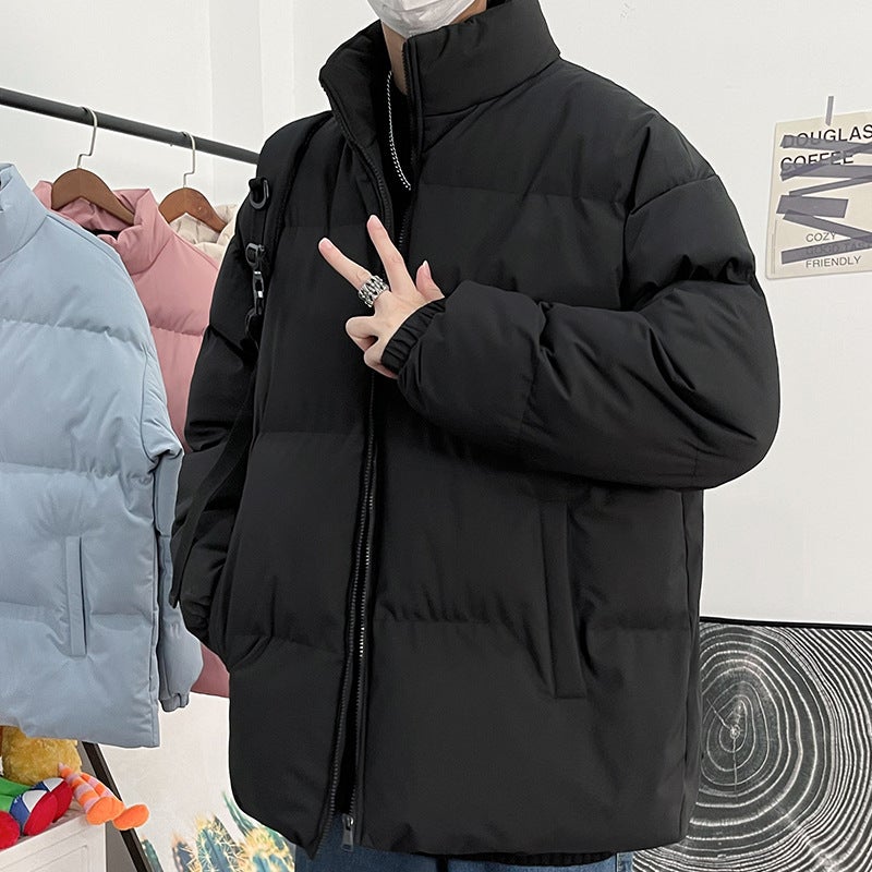 Hong Kong Style 2021 Winter Men'S Solid Color Loose Thickened Bread Coat Teenagers Plus Size Casual Cotton-Padded Coat Men'S Coat - Image 4