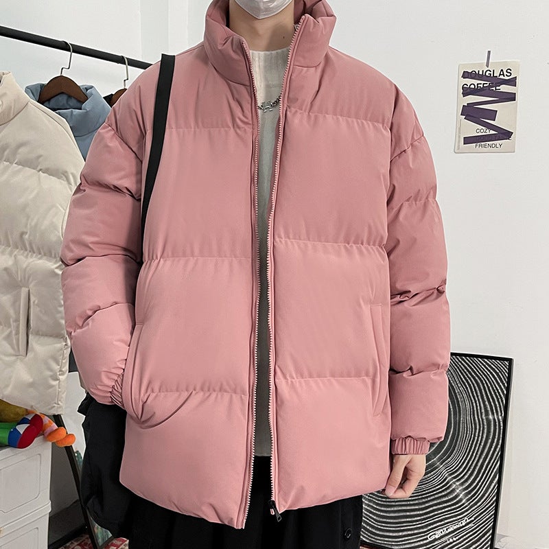 Hong Kong Style 2021 Winter Men'S Solid Color Loose Thickened Bread Coat Teenagers Plus Size Casual Cotton-Padded Coat Men'S Coat - Image 2